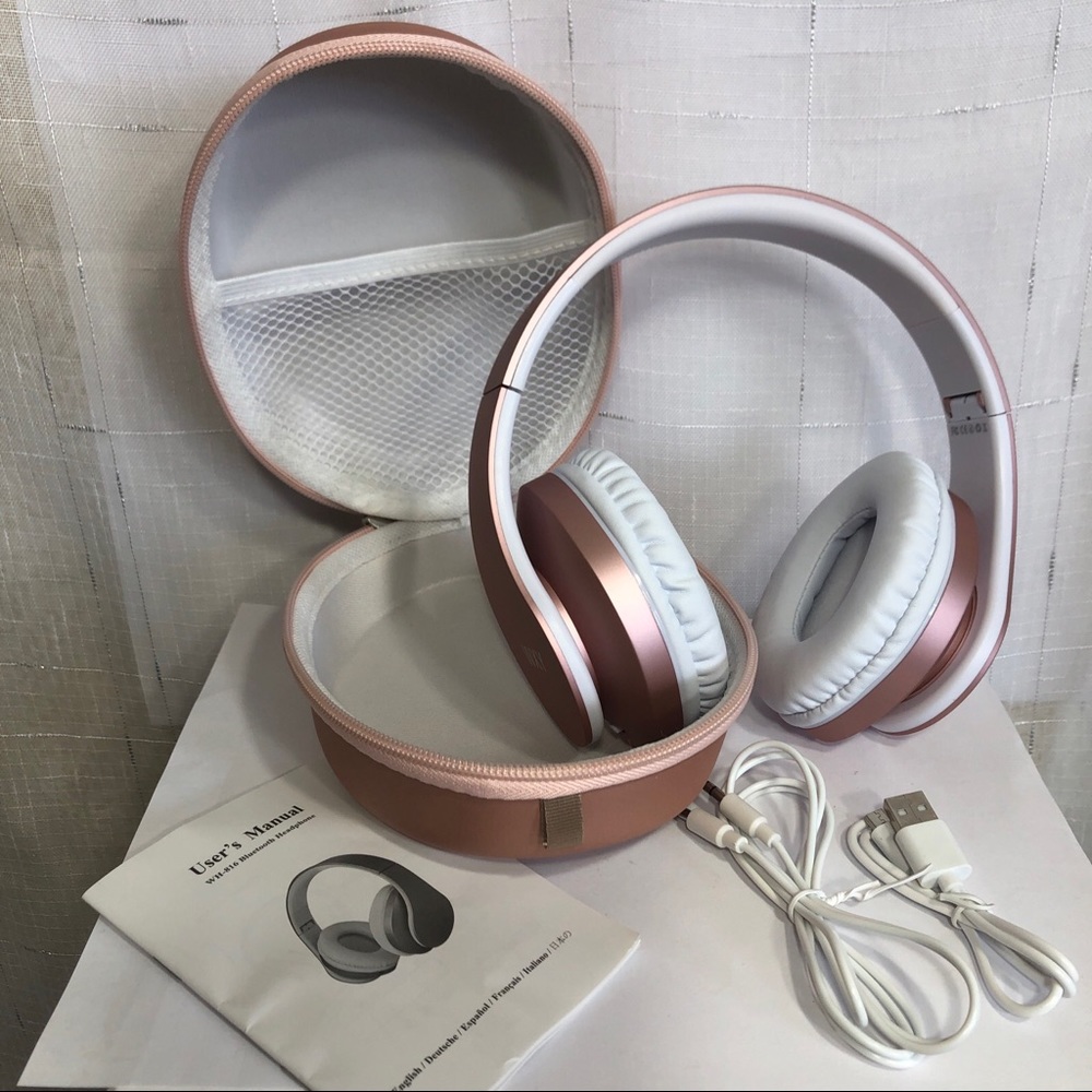 ZIHNIO WH-816 Rose Gold Over Ear Wireless Bluetooth Headphones -This is OPEN BOX